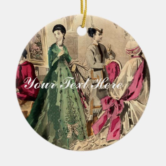 Victoriaans drukker met roze hoes keramisch ornament (Voorkant)