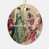 Victoriaans drukker met roze hoes keramisch ornament (Links)