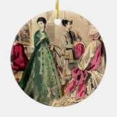 Victoriaans drukker met roze hoes keramisch ornament (Achterkant)