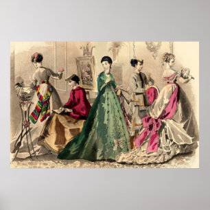 Victoriaans drukker met roze hoes poster