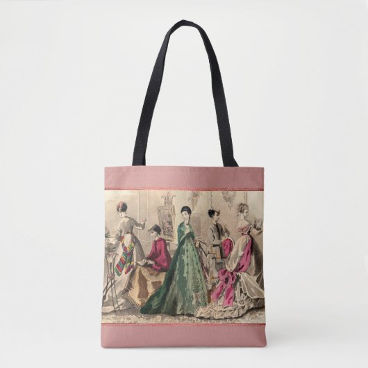 Victoriaans drukker met roze hoes tote bag (Voorkant)