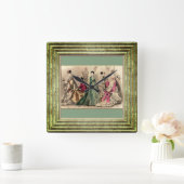 Victoriaans drukker met roze hoes vierkante klok (Huis)