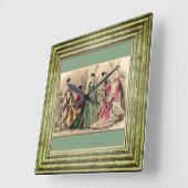 Victoriaans drukker met roze hoes vierkante klok (Hoek)