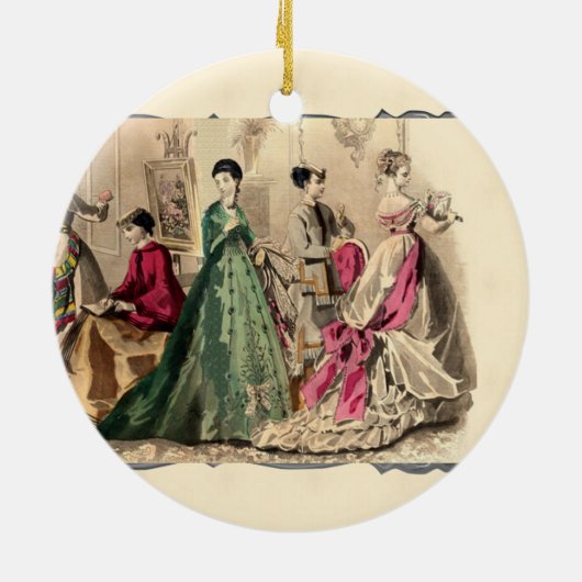 Victoriaans drukker met roze keramische sierstrip keramisch ornament (Achterkant)