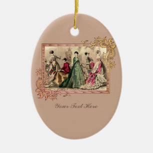 Victoriaans drukker met roze keramische sierstrip keramisch ornament