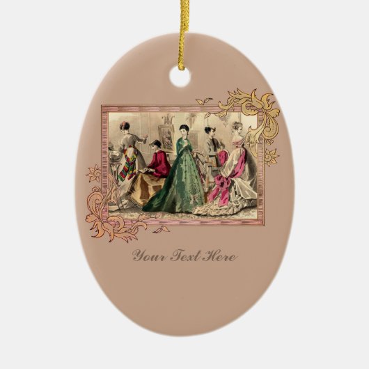 Victoriaans drukker met roze keramische sierstrip keramisch ornament (Voorkant)