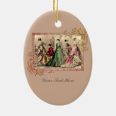 Victoriaans drukker met roze keramische sierstrip keramisch ornament (Achterkant)