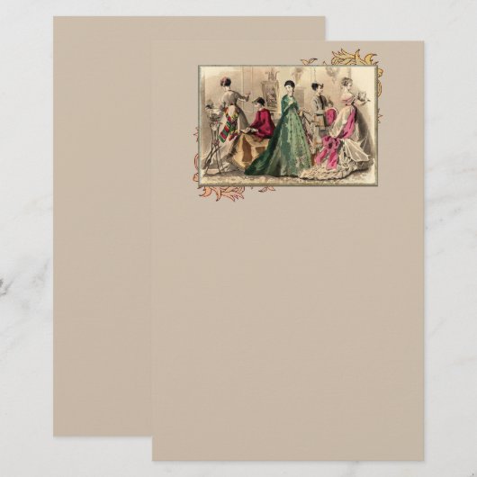 Victoriaans drukker met roze kraag briefpapier (Voorkant / Achterkant)