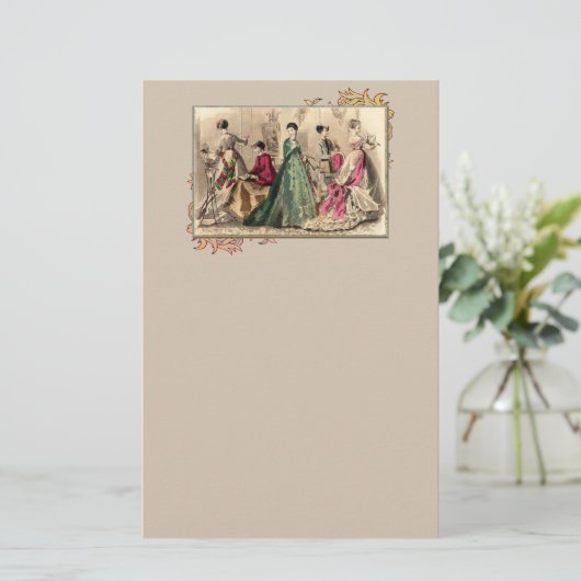 Victoriaans drukker met roze kraag briefpapier (Staand voorkant)