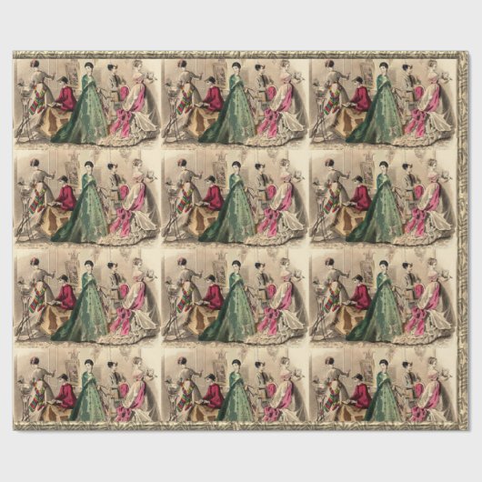 Victoriaans drukker met roze omslagpapier cadeaupapier (Vlak)