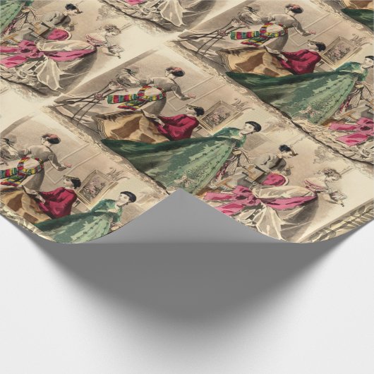 Victoriaans drukker met roze omslagpapier cadeaupapier (Hoek)