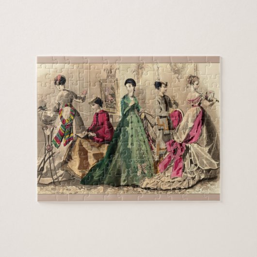 Victoriaans drukker met roze romp puzzel legpuzzel (Horizontaal)