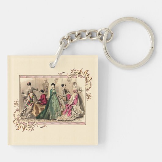 Victoriaans drukker met roze Sleutelhanger (Achterkant)