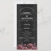 Victoriaans Dust Pink Gothic Floral Wedding-progra (Voorkant)