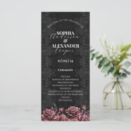 Victoriaans Dust Pink Gothic Floral Wedding-progra