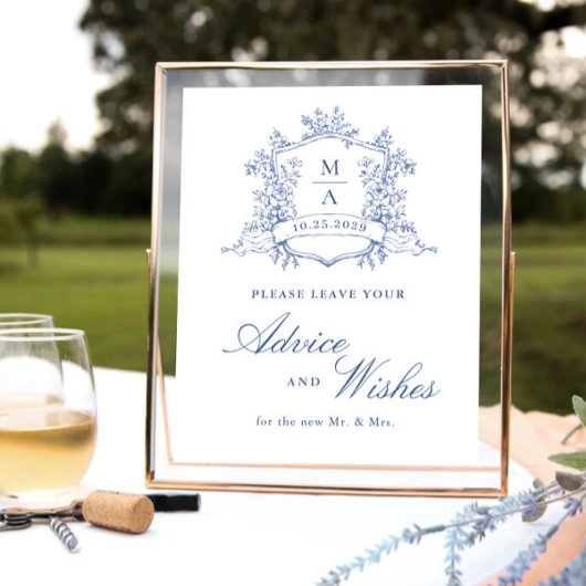 Victoriaans Dusty Blue Advies & Wishes Poster