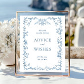 Victoriaans Dusty Blue Advies & Wishes Poster
