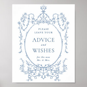 Victoriaans  Dusty Blue Advies & Wishes Poster