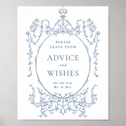 Victoriaans  Dusty Blue Advies & Wishes Poster (Voorkant)