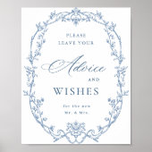 Victoriaans  Dusty Blue Advies & Wishes Poster (Voorkant)