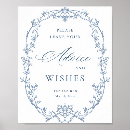 Victoriaans  Dusty Blue Advies & Wishes Poster (Voorkant)
