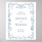 Victoriaans  Dusty Blue Advies & Wishes Poster (Voorkant)