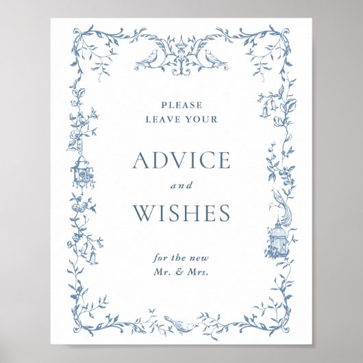 Victoriaans Dusty Blue Advies & Wishes Poster (Voorkant)