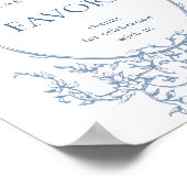 Victoriaans  Dusty Blue Favors Wedding Poster (Hoek)