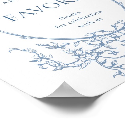 Victoriaans  Dusty Blue Favors Wedding Poster (Hoek)
