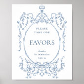 Victoriaans  Dusty Blue Favors Wedding Poster (Voorkant)