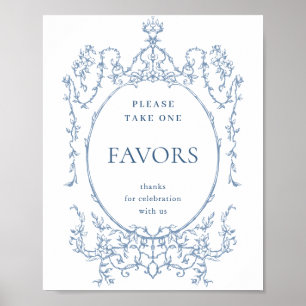 Victoriaans  Dusty Blue Favors Wedding Poster