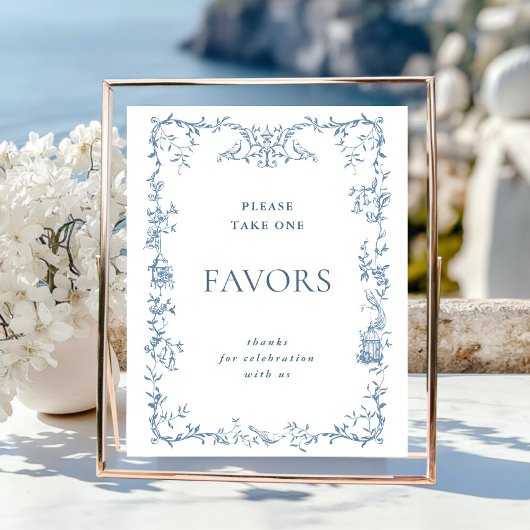 Victoriaans  Dusty Blue Favors Wedding Poster