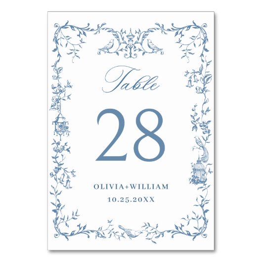 Victoriaans  Dusty Blue Floral bruiloft Kaart (Voorkant)