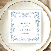 Victoriaans  Dusty Blue Floral bruiloft Servet