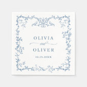 Victoriaans  Dusty Blue Floral bruiloft Servet (Voorkant)