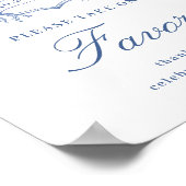 Victoriaans Dusty Blue Floral Favors Wedding Poster (Hoek)