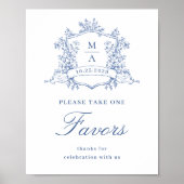 Victoriaans Dusty Blue Floral Favors Wedding Poster (Voorkant)