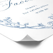 Victoriaans  Dusty Blue Floral Favors Wedding Poster (Hoek)