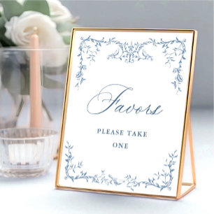 Victoriaans  Dusty Blue Floral Favors Wedding Poster