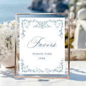 Victoriaans  Dusty Blue Floral Favors Wedding Poster