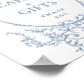 Victoriaans Dusty Blue Floral Kaarten en geschenk Poster (Hoek)