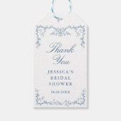 Victoriaans  Dusty Blue Floral Vrijgezellenfeest Cadeaulabel (Voorkant)