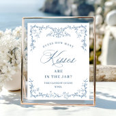 Victoriaans  Dusty Blue Floral Vrijgezellenfeest Poster