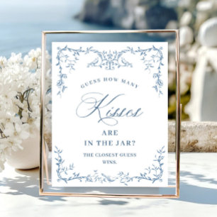 Victoriaans  Dusty Blue Floral Vrijgezellenfeest Poster