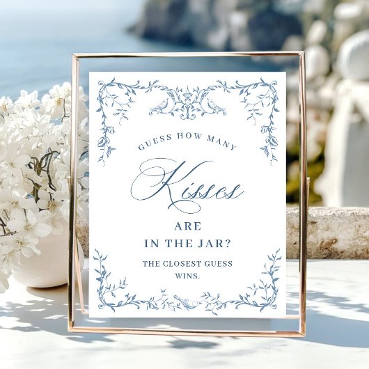 Victoriaans  Dusty Blue Floral Vrijgezellenfeest Poster