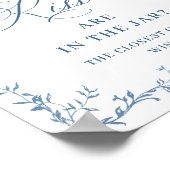 Victoriaans  Dusty Blue Floral Vrijgezellenfeest Poster (Hoek)