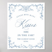 Victoriaans  Dusty Blue Floral Vrijgezellenfeest Poster (Voorkant)