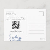 Victoriaans Dusty Blue Floral Wedding Save the Dat Briefkaart (Achterkant)