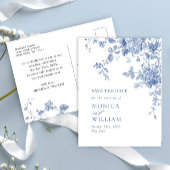 Victoriaans Dusty Blue Floral Wedding Save the Dat Briefkaart