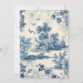Victoriaans Dusty Blue Franse Toile Wedding Kaart (Achterkant)
